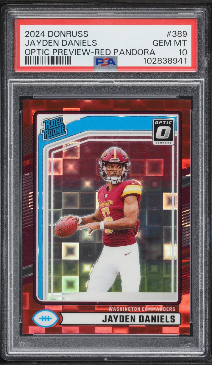 2024 Donruss Optic Preview Red Pandora Prizm Jayden Daniels ROOKIE #389 PSA 10 GEM MINT