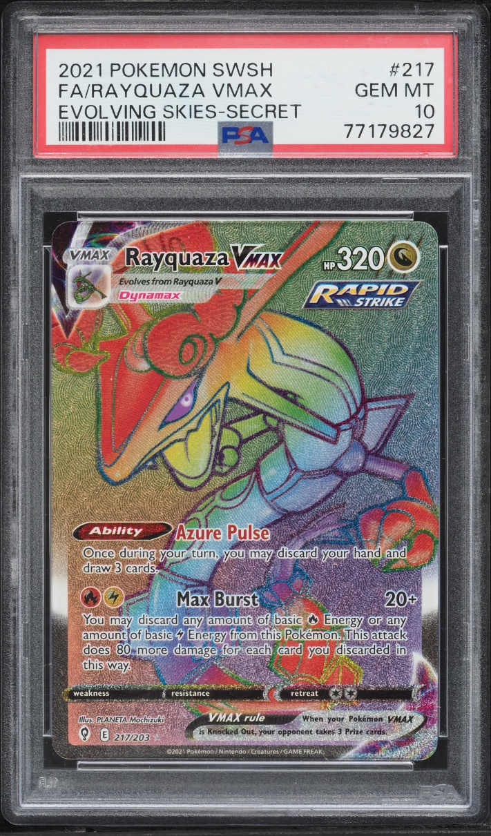 2021 Pokemon Sword & Shield Evolving Skies Rainbow Rare Rayquaza VMAX #217 PSA 10 GEM MINT