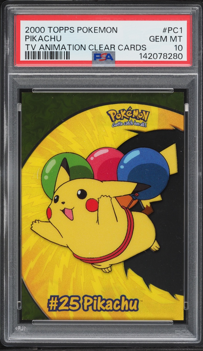 2000 Topps Pokemon TV Animation Clear Card Pikachu #PC1 PSA 10 GEM MINT