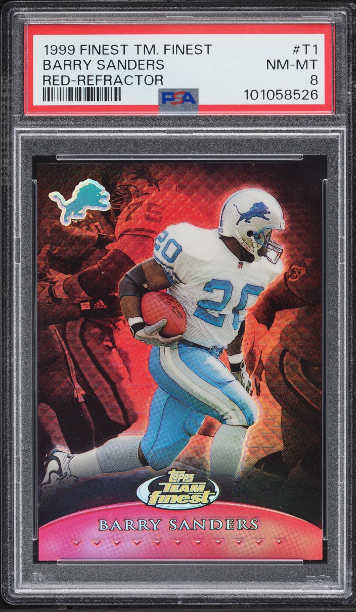 1999 Finest Team Red Refractor Barry Sanders /50 #T1 PSA 8 NM-MT