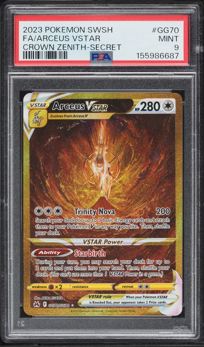 2023 Pokemon Sword & Shield Crown Zenith Gold Rare Arceus VSTAR #GG70 PSA 9 MINT