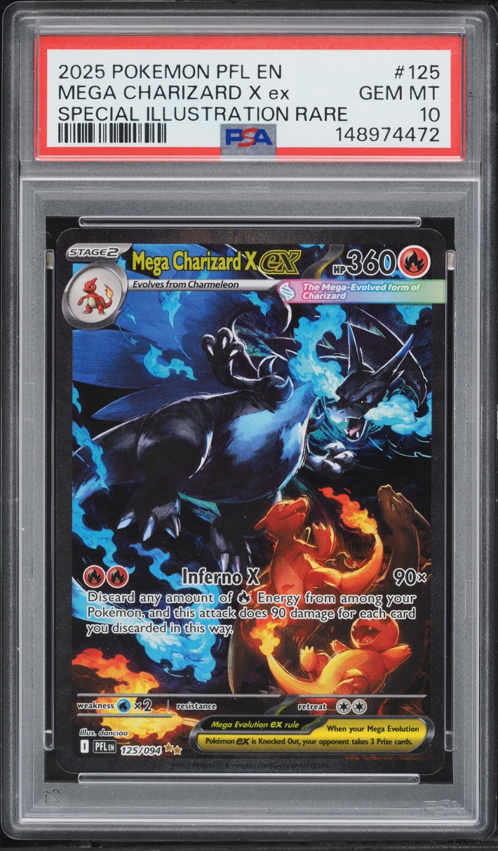 2025 Pokemon Mega Evolution Phantasmal Flames SIR Mega Charizard X Ex #125 PSA 10 GEM MINT