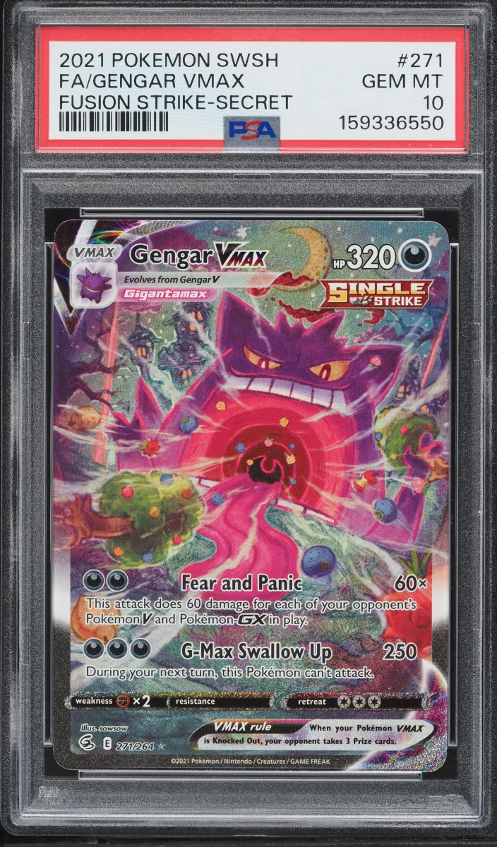 2021 Pokemon Sword & Shield Fusion Strike SEC Gengar VMAX #271 PSA 10 GEM MINT