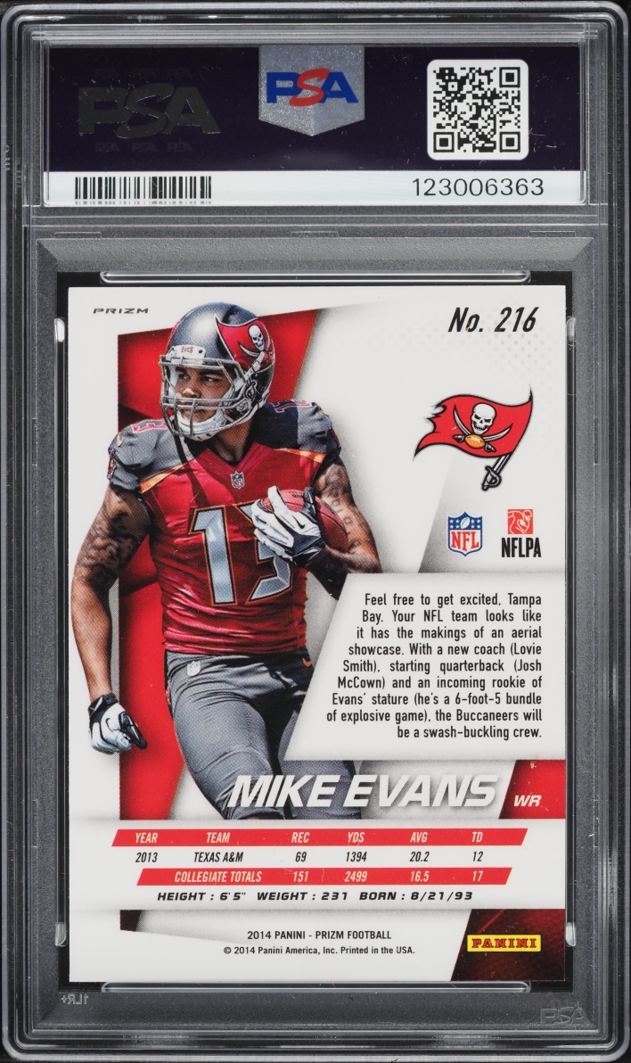 2014 Panini Prizm Red Mike Evans ROOKIE #216 PSA 10 GEM MINT