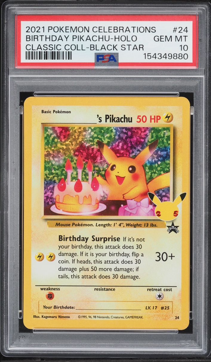 2021 Pokemon SWSH Promo Celebrations Classic Collection Holo Birthday Pikachu #24 PSA 10 GEM