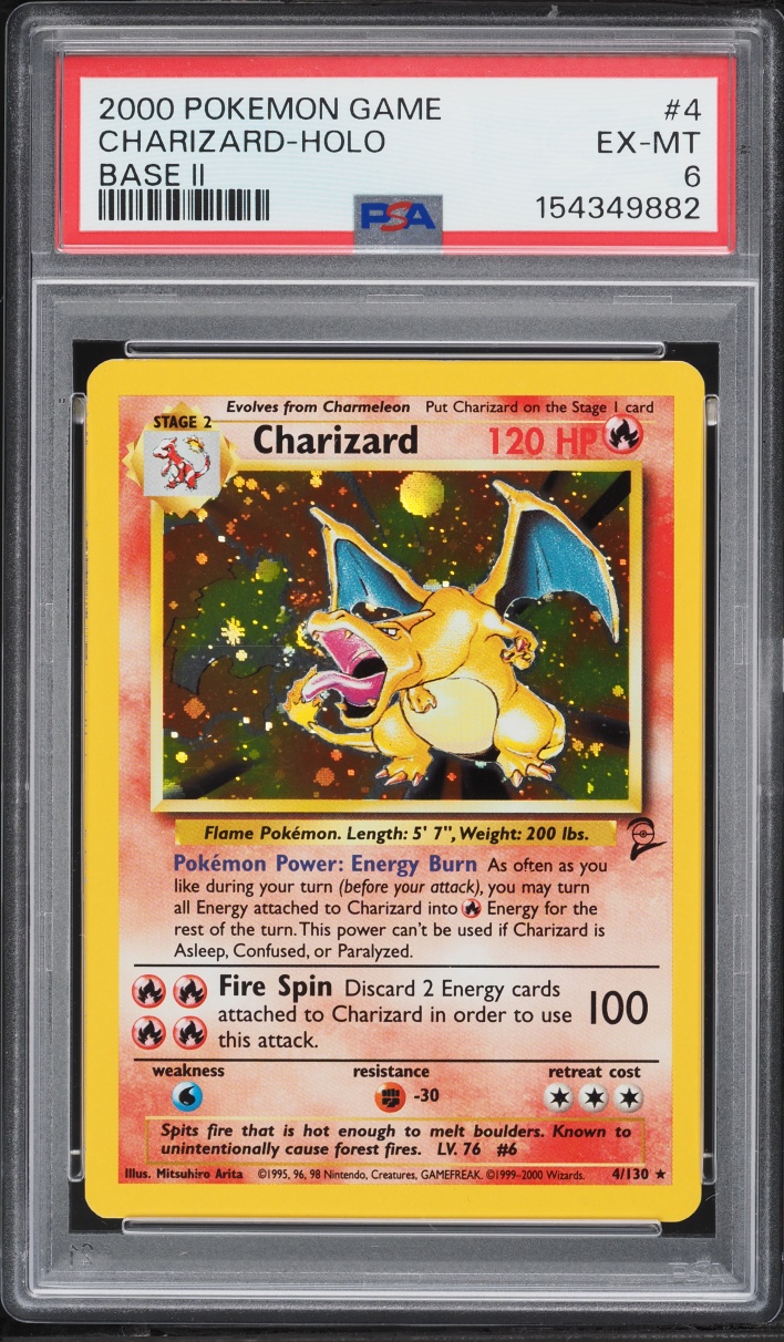 2000 Pokemon Base Set 2 Holo Charizard #4 PSA 6 EXMT