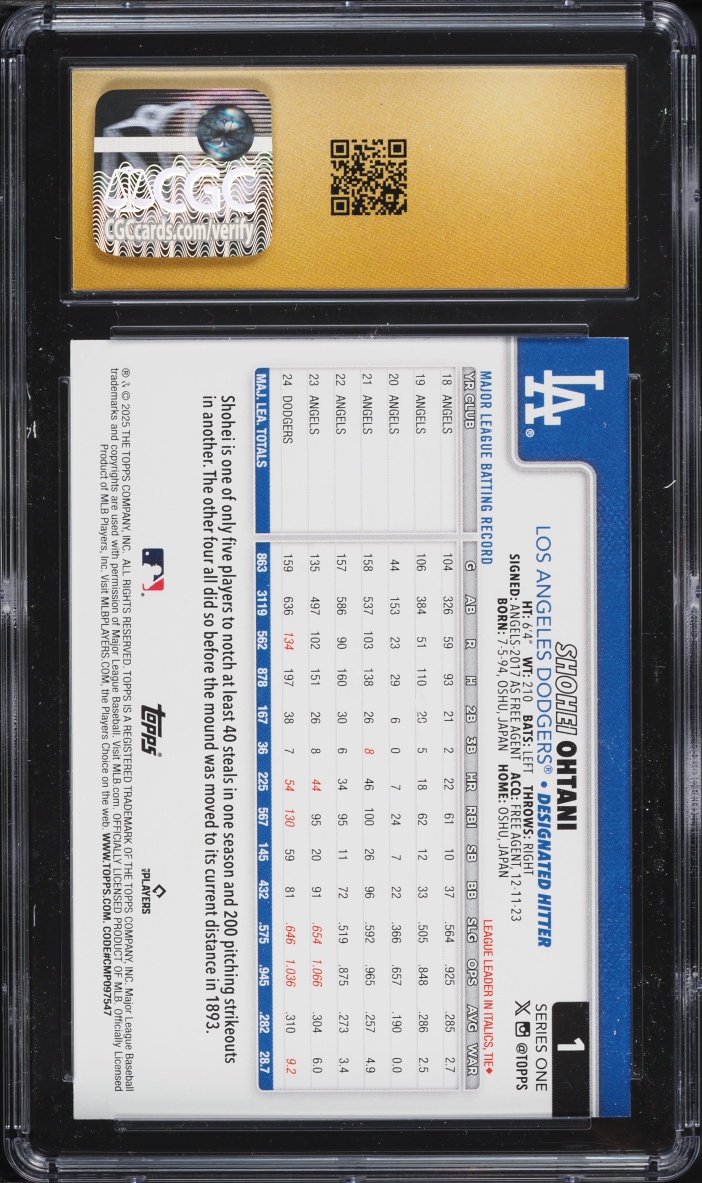 2025 Topps Shohei Ohtani #1 CGC 10 PRISTINE