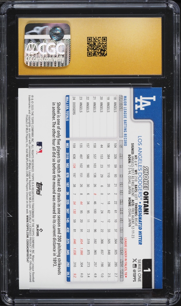 2025 Topps Shohei Ohtani #1 CGC 10 PRISTINE