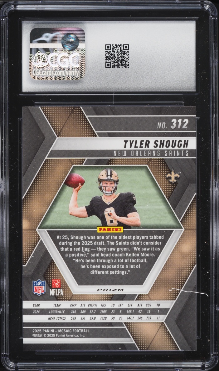 2025 Panini Mosaic Red & White Stripe Tyler Shough ROOKIE #312 CGC 10 GEM MINT