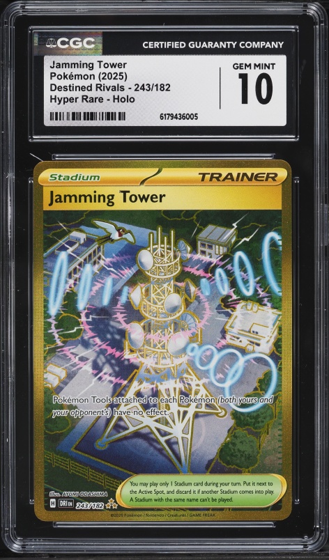2025 Pokemon Scarlet & Violet Destined Rivals Gold Rare Jamming Tower #243 CGC 10 GEM MINT
