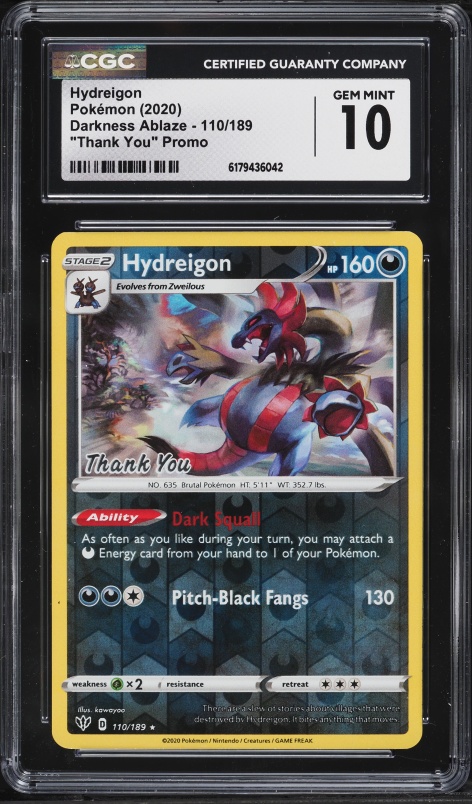 2020 Pokemon Darkness Ablaze Thank You Promo Hydreigon #110 CGC 10 GEM MINT