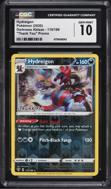 2020 Pokemon Darkness Ablaze Thank You Promo Hydreigon #110 CGC 10 GEM MINT