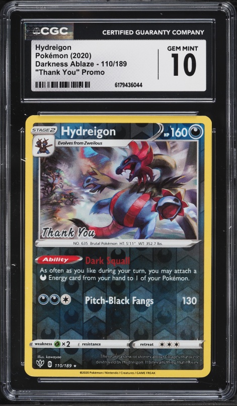 2020 Pokemon Darkness Ablaze Thank You Promo Hydreigon #110 CGC 10 GEM MINT