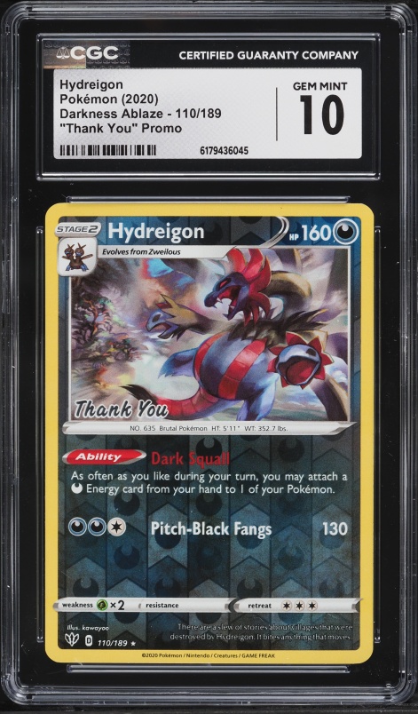 2020 Pokemon Darkness Ablaze Thank You Promo Hydreigon #110 CGC 10 GEM MINT