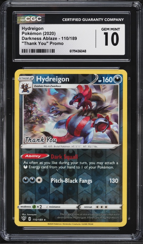 2020 Pokemon Darkness Ablaze Thank You Promo Hydreigon #110 CGC 10 GEM MINT