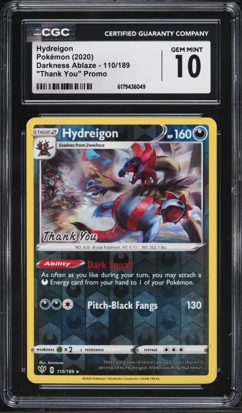 2020 Pokemon Darkness Ablaze Thank You Promo Hydreigon #110 CGC 10 GEM MINT