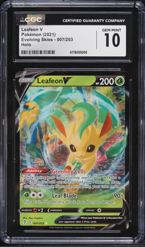 2023 Pokemon Sword & Shield Evolving Skies Holo Leafeon V #7 CGC 10 GEM MINT