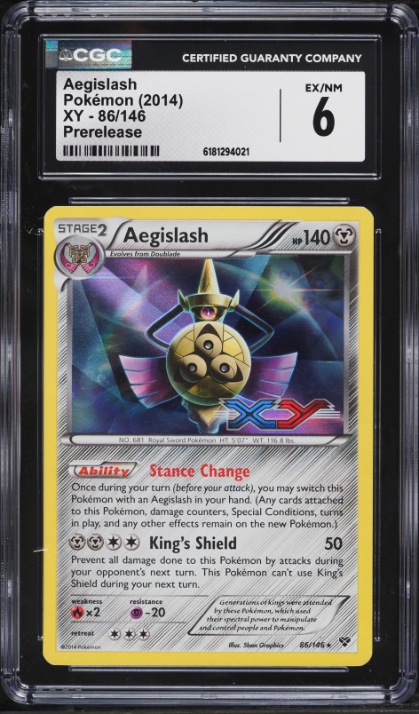2014 Pokemon XY Prerelease Aegislash #86 CGC 6 EXMT