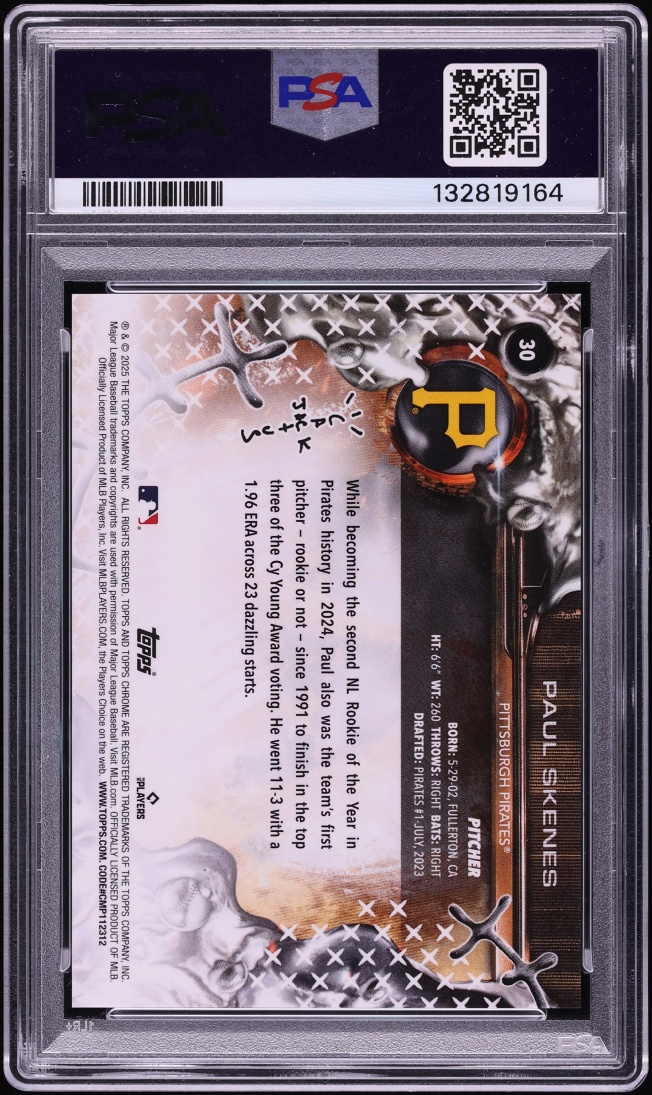 2025 Topps Chrome X Cactus Jack Paul Skenes #30 PSA 10 GEM MINT