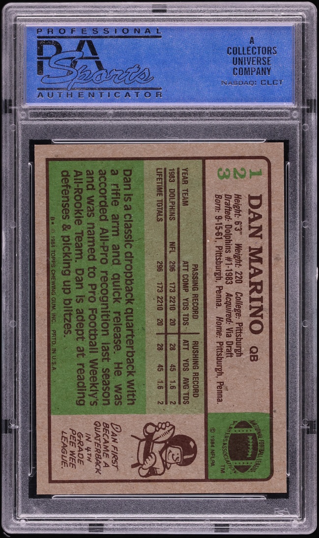 1984 Topps Football Dan Marino ROOKIE #123 PSA 9 MINT