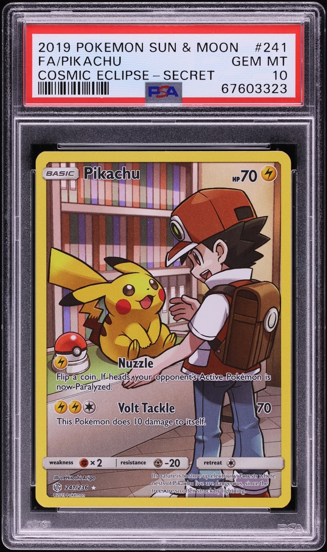 2019 Pokemon Sun & Moon Cosmic Eclipse CHR Pikachu #241 PSA 10 GEM MINT