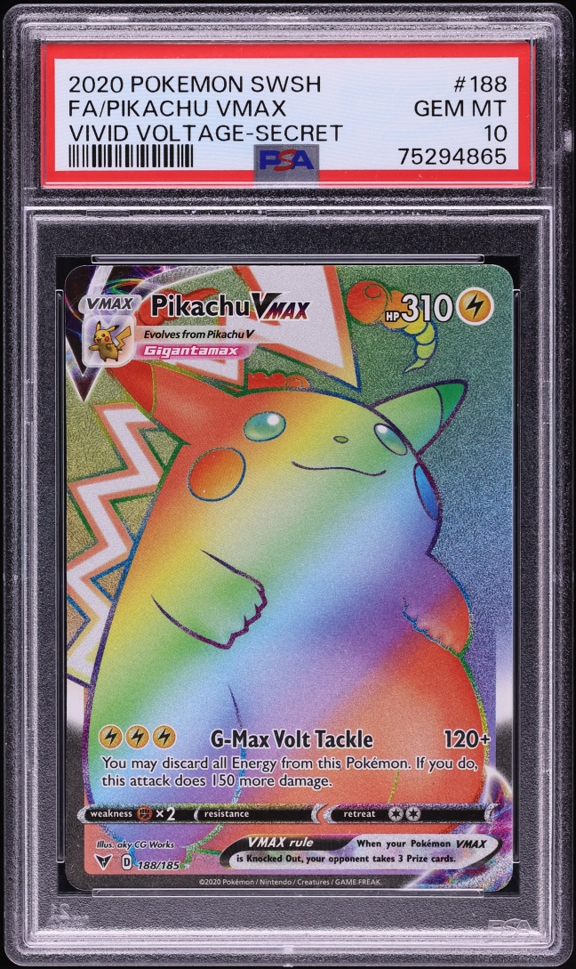 2020 Pokemon Sword & Shield Vivid Voltage Rainbow Rare Pikachu VMAX #188 PSA 10 GEM MINT