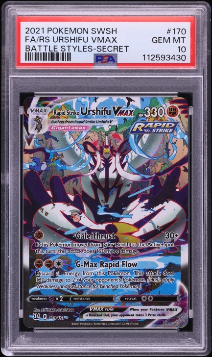 2021 Pokemon SWSH Battle Styles Alt Art Rapid Strike Urshifu VMAX #170 PSA 10 GEM MINT