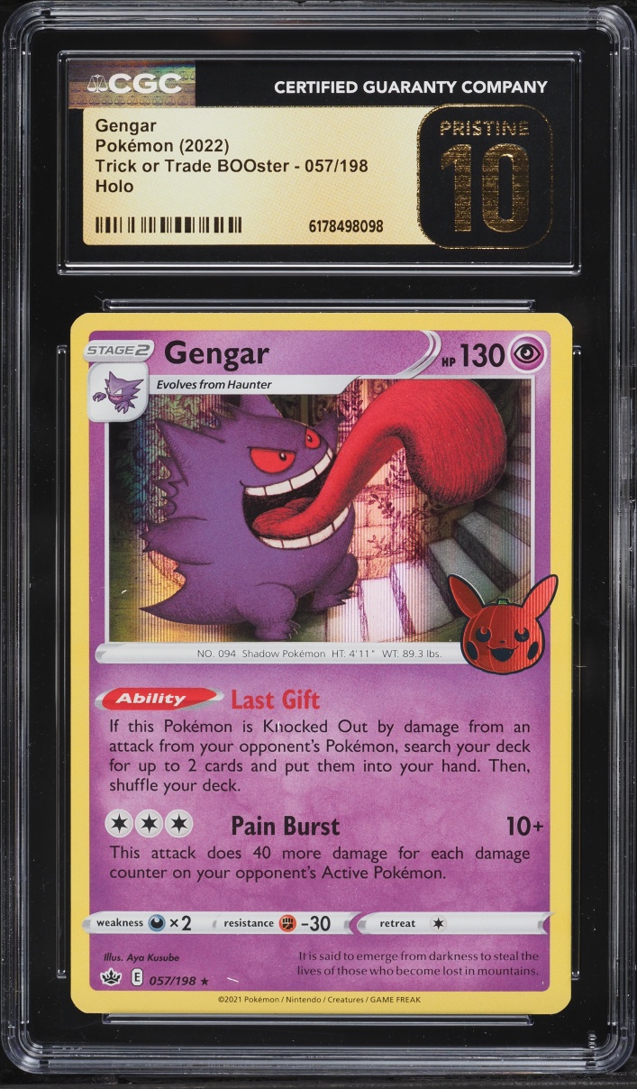 2022 Pokemon Sword & Shield Trick Or Trade BOOster Holo Gengar #57 CGC 10 PRISTINE