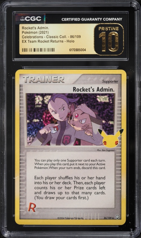 2021 Pokemon SWSH Celebrations Classic Collection Holo Rocket's Admin #86 CGC 10 PRISTINE