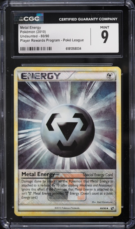 2010 Pokemon HGSS Undaunted Player Reward Program Poke League Metal Energy #80 CGC 9 MINT