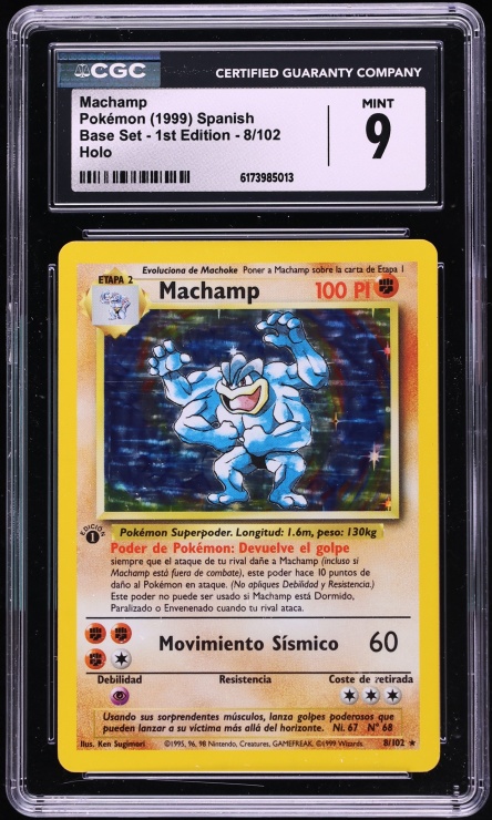 1999 Pokemon Spanish Base Set 1st Edition Holo Machamp #8 CGC 9 MINT