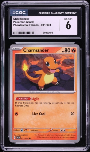 2025 Pokemon Mega Evolution Phantasmal Flames Charmander #11 CGC 6 EXMT