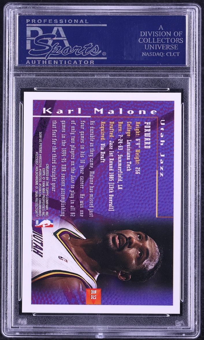 1995 Finest Mystery Test Issue Orange Border Refractor Karl Malone #M12 PSA 9 MINT