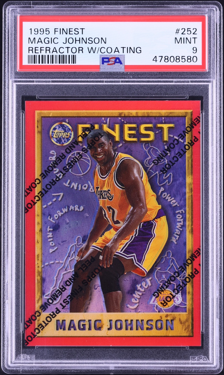 1995 Finest Refractor w/ Coating Magic Johnson #252 PSA 9 MINT