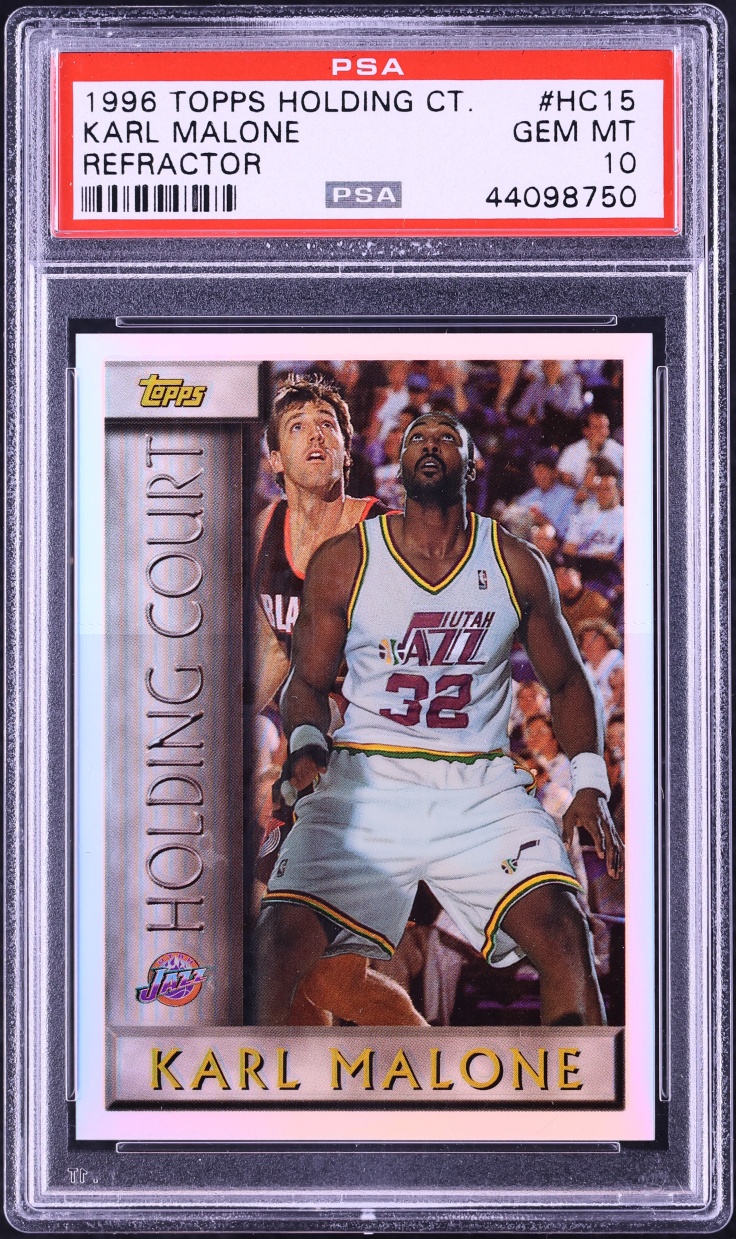 1996 Topps Holding Court Refractor Karl Malone #HC15 PSA 10 GEM MINT