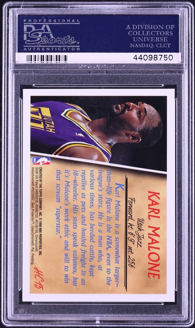 1996 Topps Holding Court Refractor Karl Malone #HC15 PSA 10 GEM MINT