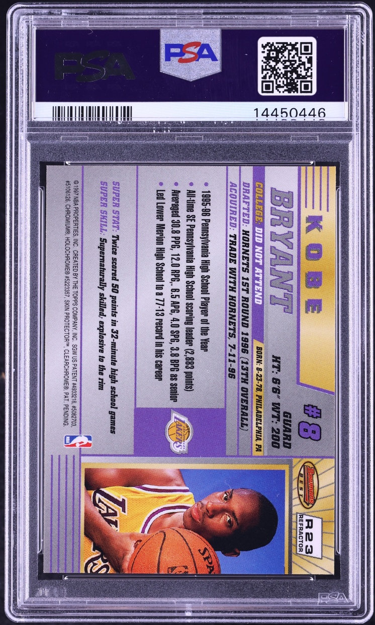 1996 Bowman's Best Refractor Kobe Bryant ROOKIE #R23 PSA 9 MINT