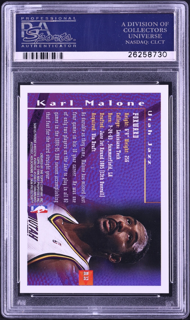 1995 Finest Mystery Test Issue Orange Border Refractor Karl Malone #M12 PSA 9 MINT