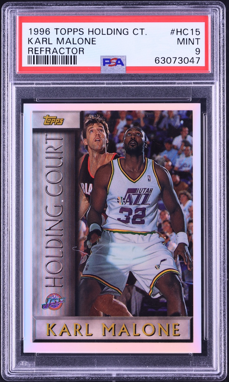 1996 Topps Holding Court Refractor Karl Malone #HC15 PSA 9 MINT