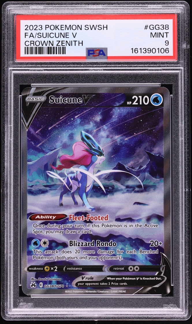 2023 Pokemon Sword & Shield Crown Zenith Full Art Suicune V #GG38 PSA 9 MINT
