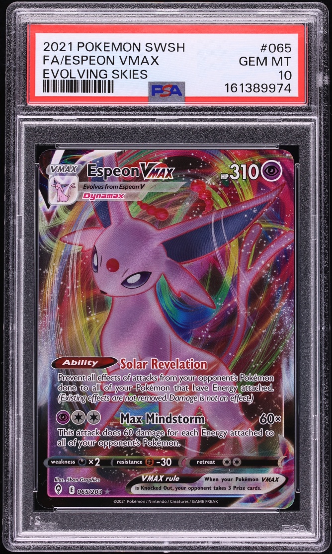 2021 Pokemon Sword & Shield Evolving Skies Full Art Espeon VMAX #65 PSA 10 GEM MINT