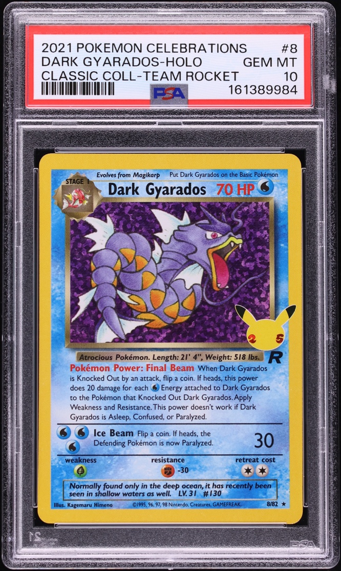 2021 Pokemon Sword & Shield Celebrations Classic Holo Dark Gyarados #8 PSA 10 GEM MINT