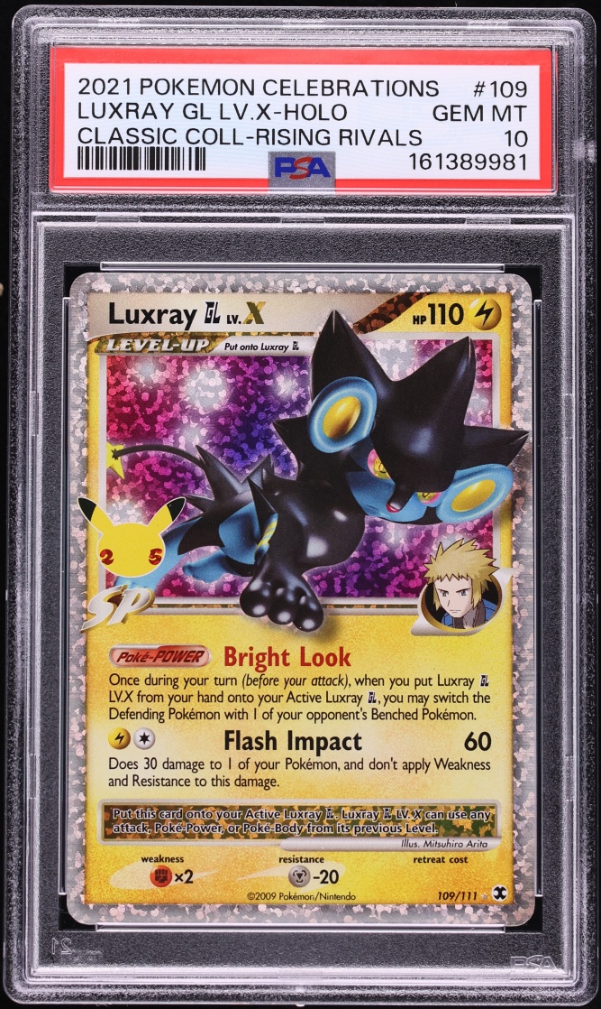 2021 Pokemon Sword & Shield Celebrations Classic Holo Luxray GL LV.X #109 PSA 10 GEM MINT