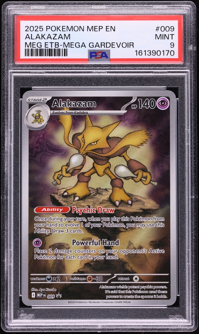 2025 Pokemon Mega Evolution Promo ETB Mega Gardevoir Full Art Alakazam #9 PSA 9 MINT
