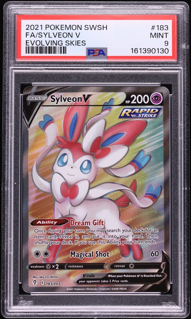 2021 Pokemon Sword & Shield Evolving Skies Full Art Sylveon V #183 PSA 9 MINT