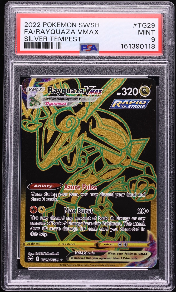 2022 Pokemon Sword & Shield Silver Tempest Full Art Rayquaza VMAX #TG29 PSA 9 MINT