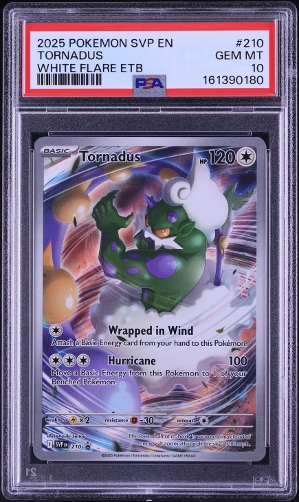2025 Pokemon Scarlet & Violet Promo White Flare ETB Full Art Tornadus #210 PSA 10 GEM MINT