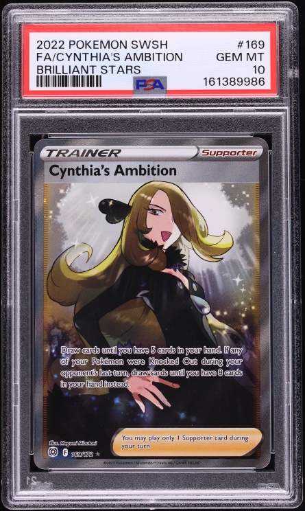 2022 Pokemon Sword & Shield Brilliant Stars Full Art Cynthia's Ambition #169 PSA 10 GEM MINT