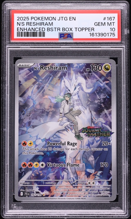 2025 Pokemon Scarlet & Violet Journey Together Box Topper IR N's Reshiram #167 PSA 10 GEM MINT