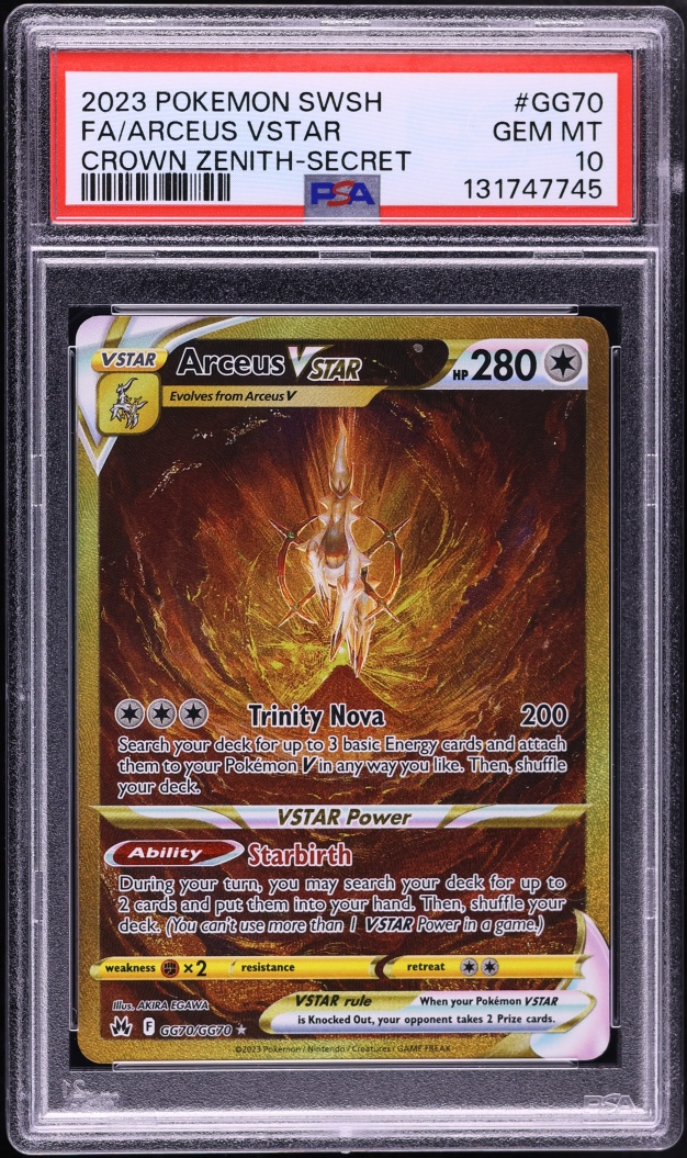 2023 Pokemon Sword & Shield Crown Zenith Gold Rare Arceus VSTAR #GG70 PSA 10 GEM MINT